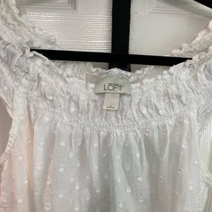 2 LOFT shirts sz L swiss dot & crochet trim
